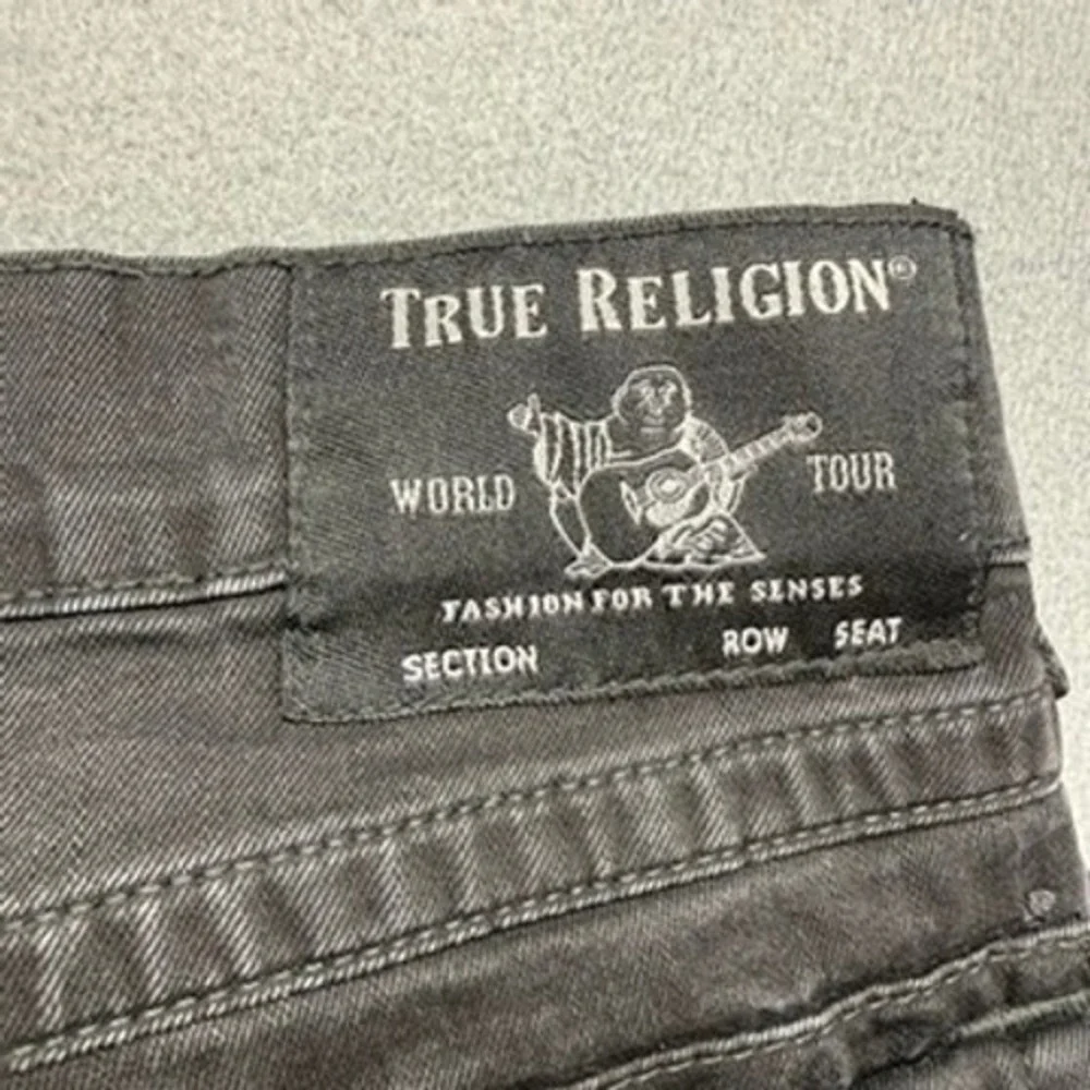 True Religion Jeans Mens‎ 38 Black Geno Slim Flap Pocket Horseshoe Stitching